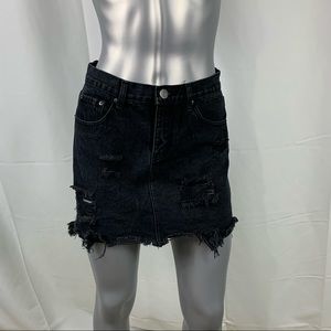 Women’s The Rockn Rev Black Denim Skirt Size 6